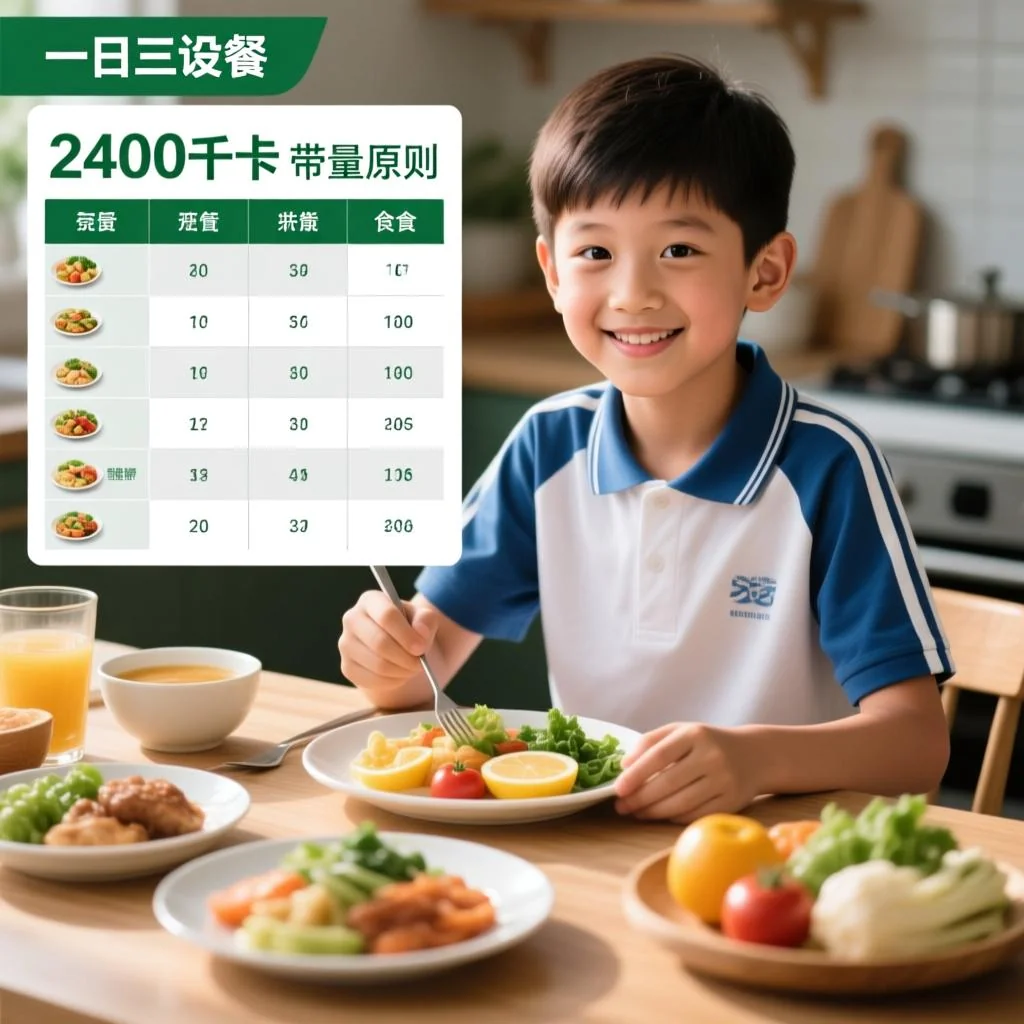 15岁男孩食谱：一日三餐设计原则与2400千卡带量食谱表