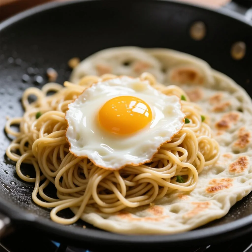 剩面条做饼老是散不成形？按这3步做蛋液裹得住、翻面不碎、外脆里软
