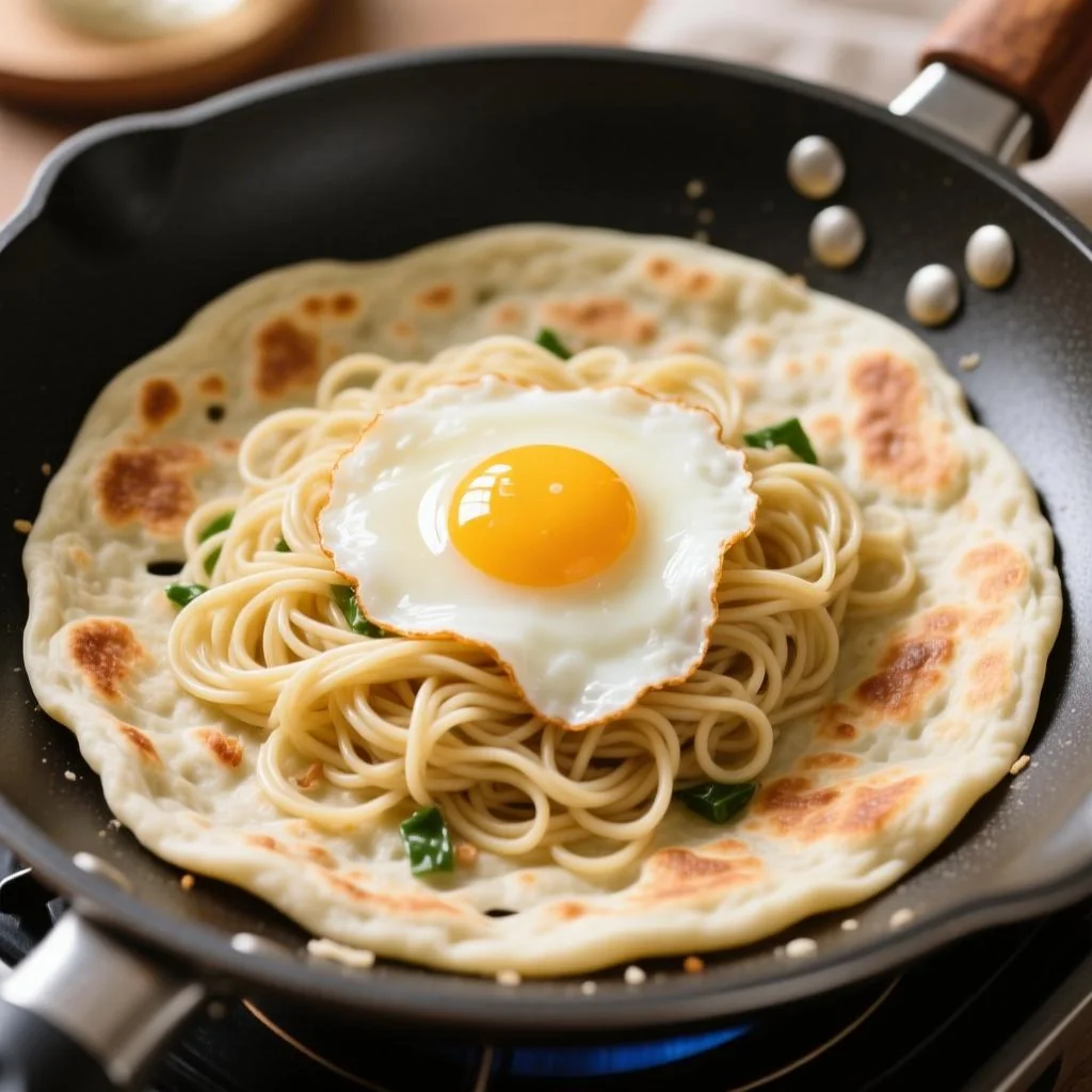 剩面条做饼老是散不成形？按这3步做蛋液裹得住、翻面不碎、外脆里软